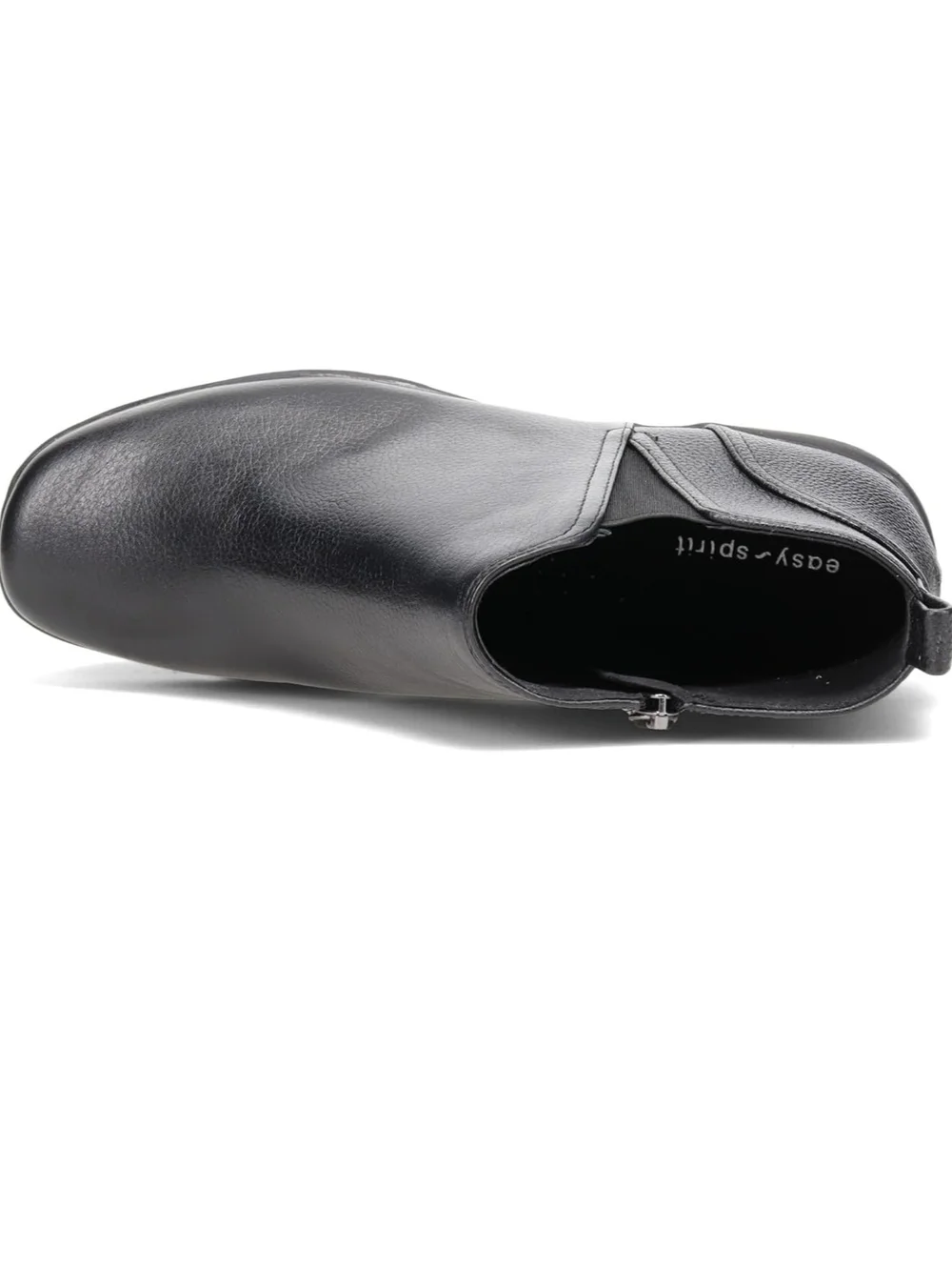 Easy Spirit Black Aerial Leather Slip-On Low Heel Ankle Bootie